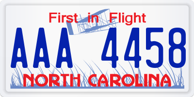 NC license plate AAA4458