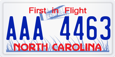 NC license plate AAA4463