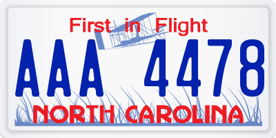 NC license plate AAA4478