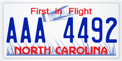 NC license plate AAA4492