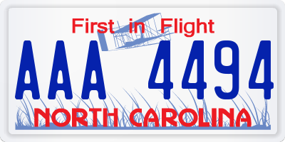 NC license plate AAA4494