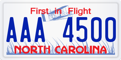 NC license plate AAA4500