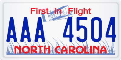 NC license plate AAA4504