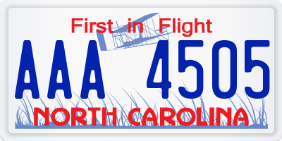 NC license plate AAA4505