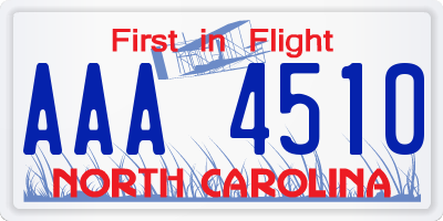 NC license plate AAA4510