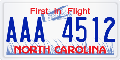 NC license plate AAA4512