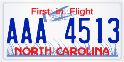 NC license plate AAA4513