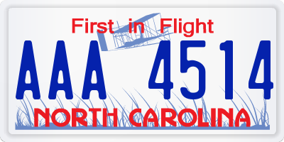 NC license plate AAA4514