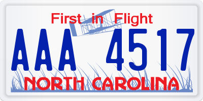 NC license plate AAA4517