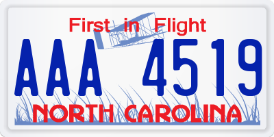 NC license plate AAA4519