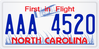 NC license plate AAA4520