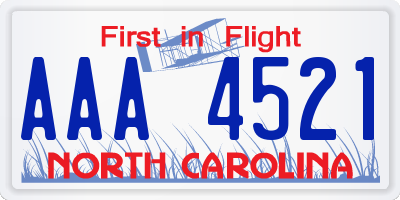 NC license plate AAA4521