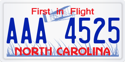 NC license plate AAA4525