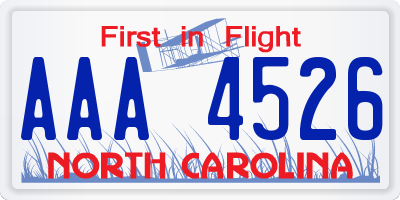 NC license plate AAA4526