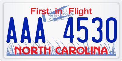 NC license plate AAA4530