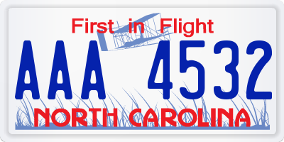 NC license plate AAA4532