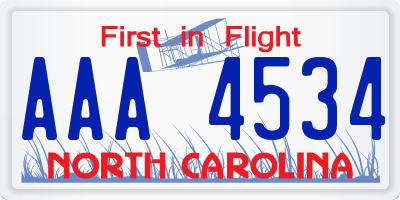 NC license plate AAA4534