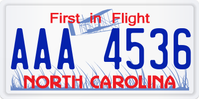 NC license plate AAA4536