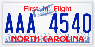 NC license plate AAA4540