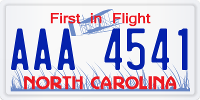 NC license plate AAA4541