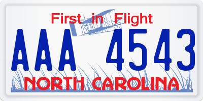 NC license plate AAA4543