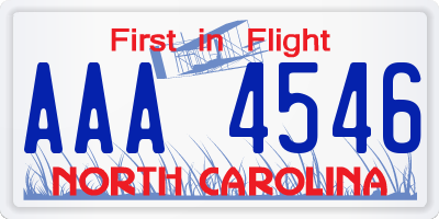 NC license plate AAA4546