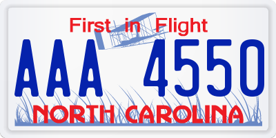 NC license plate AAA4550