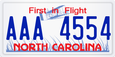 NC license plate AAA4554