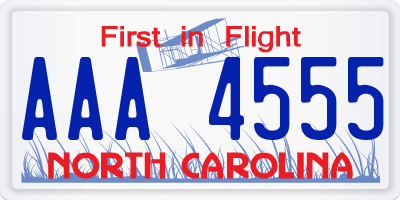 NC license plate AAA4555