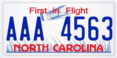 NC license plate AAA4563