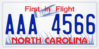 NC license plate AAA4566