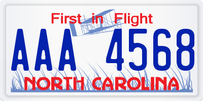 NC license plate AAA4568