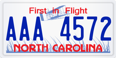 NC license plate AAA4572