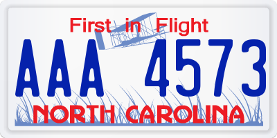NC license plate AAA4573