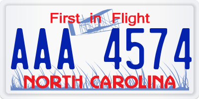 NC license plate AAA4574