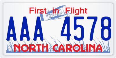 NC license plate AAA4578