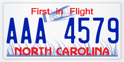 NC license plate AAA4579