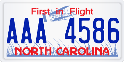 NC license plate AAA4586