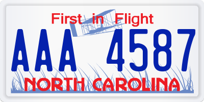 NC license plate AAA4587