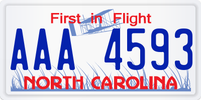 NC license plate AAA4593