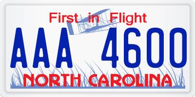 NC license plate AAA4600