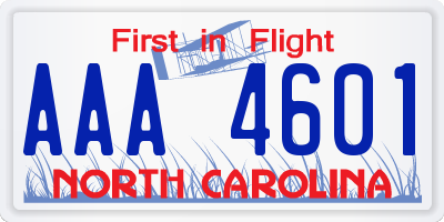 NC license plate AAA4601