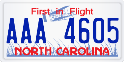 NC license plate AAA4605