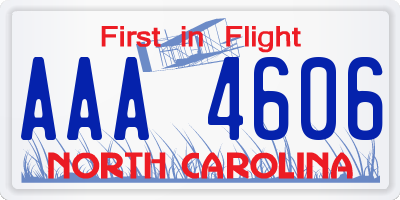 NC license plate AAA4606