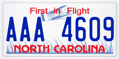 NC license plate AAA4609