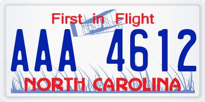 NC license plate AAA4612