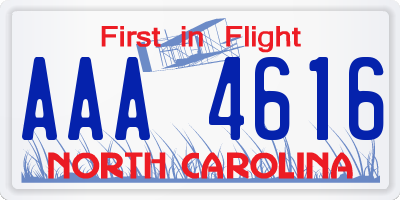 NC license plate AAA4616