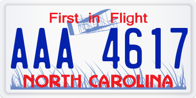 NC license plate AAA4617