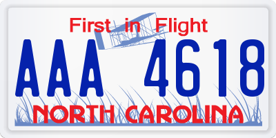 NC license plate AAA4618