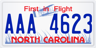 NC license plate AAA4623
